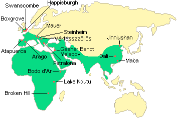 Map of the most important Homo Haidelbergensis sites. From here.