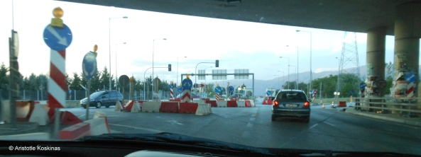 road works at junction, Greece