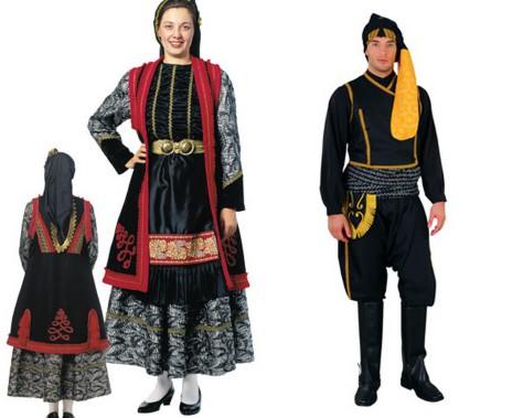 Greek traditional costumes: a woman's costume from Epirus and a man's from Pontus