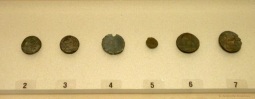 The six identified bronze coins of the wreck.